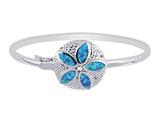 925 Sterling Silver 7.5 Inch Simulated Opal Sand Dollar Top Flat Domed Bangle