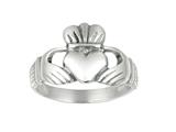 925 Sterling Silver Polished Hands Holding Heart Crown Top Ring