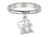 925 Sterling Silver Polished Girl and Boy Dangle Ring