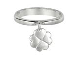 925 Sterling Silver Polished Flower Dangle Ring