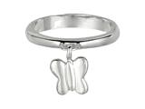 925 Sterling Silver Polished Butterfly Dangle Ring