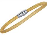 Sterling Silver 7.5 Inch Yellow Plated Hollow Wire Bracelet With Magnetic Clasp