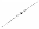 Sterling Silver 6.5 Inch 3 Round Evil Eye Adjustable Bracelet