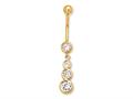 4 CZ Round Belly Ring