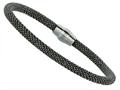 Sterling Silver 7.5 Inch Black Rhodium Beaded Bracelet With Magnetic Clasp