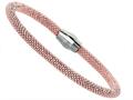 Sterling Silver 7.5 Inch Pink Plated Beaded Bracelet With Magnetic Clasp