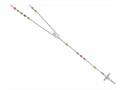 26 inches Silver Tri-Color 5MM Rosary Bead Necklace