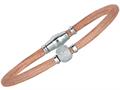 Sterling Silver 7.5 Inch Pink Plated Hollow Wire Bead Bracelet With Magnetic Clasp