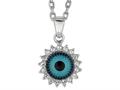 Sterling Silver 18 Inch Evil Eye Round Pendant