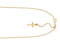 14K Yellow Gold 22 Inch Diamond Cut Adjustable Cable Chain with Spring Ring Clasp and Small Cross Charm