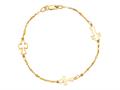 14K Yellow Gold 7 Inch Symbolic Cross Bracelet with Lobster Clasp