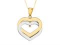 14K Yellow Gold Two Tone Open Heart Pendant on a 18 Inch Chain