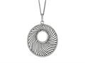 Ruthenium and Rhodium Plated Black Web Like Open Shape Pendant with Cubic Zircconia on 18 inch Sterling Silver Chain