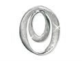 Rhodium Plated Textured Open Oval Stardust Diamond Cut Pendant on a 18 Inch Chain