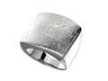 Rhodium Plated Textured Stardust Diamond Cut Square Ring