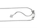Rhodium Plated 22 Inch Diamond Cut Adjustable Box Chain with Lobster Clasp and Small Heart Charm