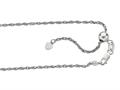 Rhodium Plated 22 Inch Diamond Cut Adjustable Rope Chain with Lobster Clasp and Small Heart Charm