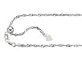 Rhodium Plated 22 Inch Diamond Cut Adjustable Singapore Chain with Lobster Clasp and Small Heart Charm