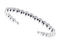 Rhodium Plated 6mm Round Bead Cuff Bangle