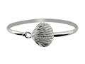 925 Sterling Silver 7 Inch Flat Dome Bangle with Damond Cut Shell Top
