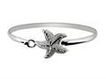 925 Sterling Silver 7 Inch Flat Dome Bangle with Damond Cut Starfish Top