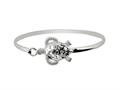 925 Sterling Silver 7 Inch Flat Dome Bangle with Damond Cut Turtle Top