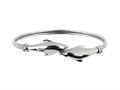 925 Sterling Silver 7 Inch Dome By Pass Bangle with Two Dolphin Top
