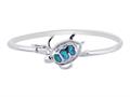 925 Sterling Silver 7.5 Inch Simulated Opal Sand Dollar Top Flat Domed Bangle