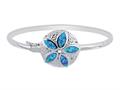 925 Sterling Silver 7.5 Inch Simulated Opal Sand Dollar Top Flat Domed Bangle