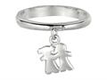 925 Sterling Silver Polished Girl and Boy Dangle Ring