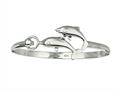 925 Sterling Silver 7.5 Inch Dome Bangle with Two Dolphin Top