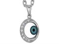 Sterling Silver 18 Inch Round Evil Eye Pendant