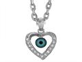 Sterling Silver 18 Inch Heart Evil Eye Pendant