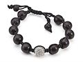 Adjustable Rhinestone Ball Wood Bracelet