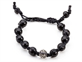 Adjustable Rhinestone Ball Wood Bracelet