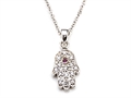 Silver CZ Eye Hamsa Necklace
