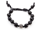 Adjustable Rhinestone Ball Wood Bracelet