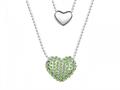 Green Heart Necklace made with Swarovski Elements on 20 Inch Adjustable Chain
