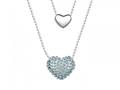 Light Blue Heart Necklace made with Swarovski Elements on 20 Inch Adjustable Chain