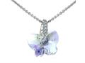 925 Sterling Silver Light Purple Tanzanite Color Crystal Butterfly Pendant made with Swarovski Elements on 18 Inch C