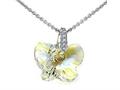 925 Sterling Silver Light Yellow Crystal Butterfly Pendant made with Swarovski Elements on 18 Inch Chain