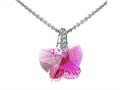 925 Sterling Silver Pink Color Crystal Butterfly Pendant made with Swarovski Elements on 18 Inch Chain