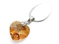 925 Sterling Silver Orange Color Crystal Heart Pendant made with Swarovski Elements on 18 Inch Chain