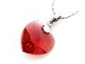 925 Sterling Silver Red Color Crystal Heart Pendant made with Swarovski Elements on 18 Inch Chain