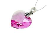 925 Sterling Silver Red Ruby Color Crystal Heart Pendant made with Swarovski Elements on 18 Inch Chain