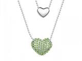 Green Heart Necklace made with Swarovski Elements on 20 Inch Adjustable Chain