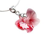 925 Sterling Silver Pink Color Crystal Butterfly Pendant made with Swarovski Elements on 18 Inch Chain