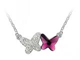 Purple Color Butterfly Pendant made with Swarovski Elements on 16 Inch Adjustable Chain