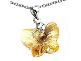 925 Sterling Silver Light Orange Citrine Color Crystal Butterfly Pendant made with Swarovski Elements on 18 Inch Ch