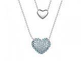 Light Blue Heart Necklace made with Swarovski Elements on 20 Inch Adjustable Chain